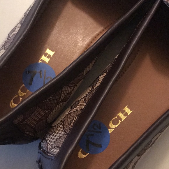 New COACH Monogrammed Brown Tan Loafers - Picture 7 of 8
